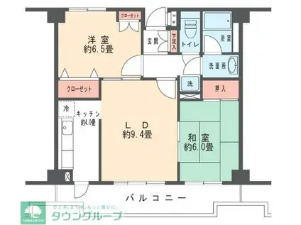 メルベーユ武蔵新城(2LDK/4階)の間取り写真