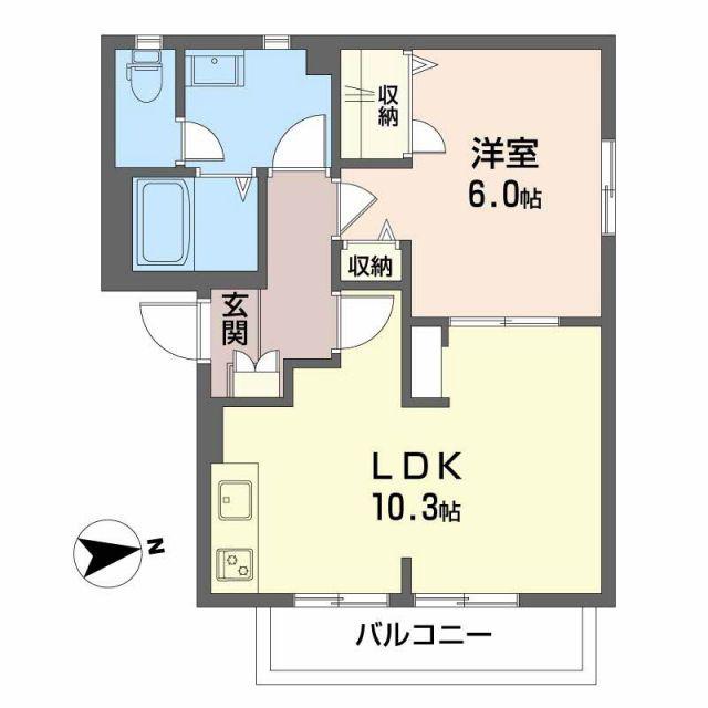 ドミールT(1LDK/2階)の間取り写真