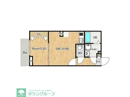 ラテンドール東千葉(1DK/1階)の間取り写真