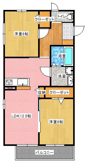 サンブリック(2LDK/2階)の間取り写真