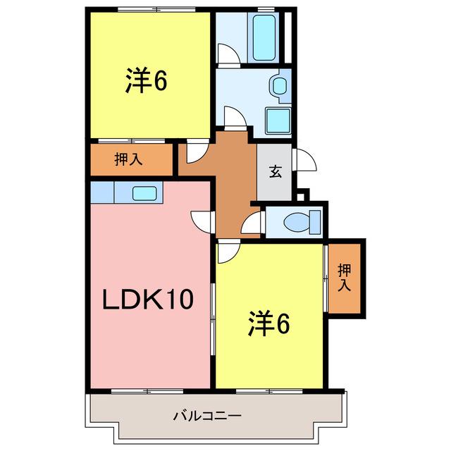 ASOBI-PALACE 矢作橋(2LDK/2階)の間取り写真