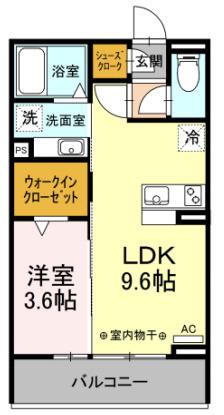 LUCE(1LDK/2階)の間取り写真