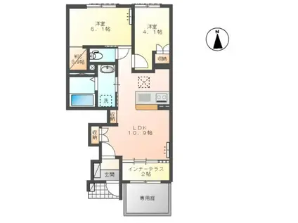 行田市中央スターテラスII・L(2LDK/1階)の間取り写真