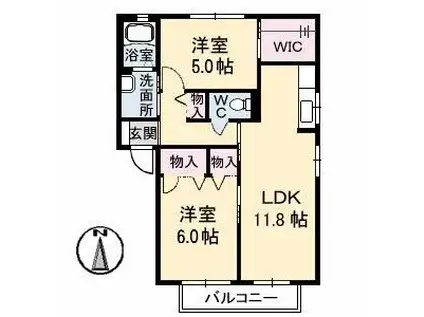 サンヴェール弐番館(2LDK/1階)の間取り写真