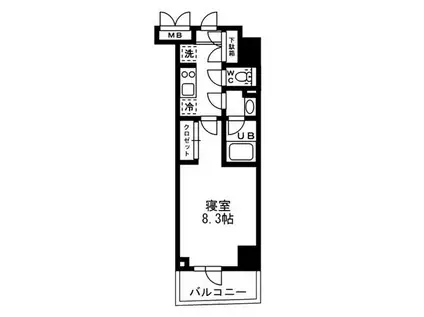 レジディア亀戸-(1K/8階)の間取り写真