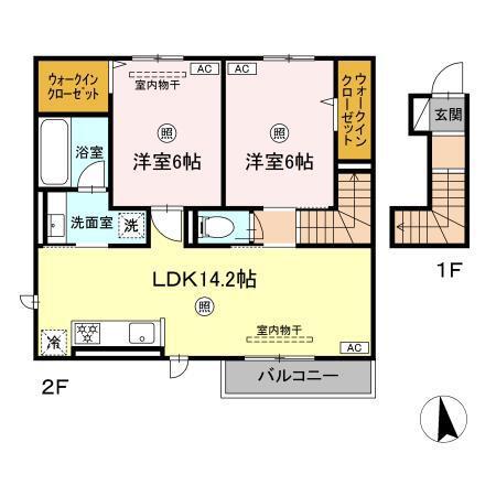 サンコーポラス御所(2LDK/2階)の間取り写真