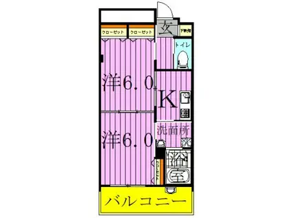 隈田六町ビル(2K/5階)の間取り写真