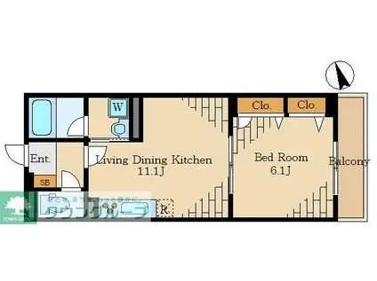 メゾンカクダII(1LDK/2階)の間取り写真
