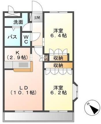 あやめハイムII(2LDK/2階)の間取り写真