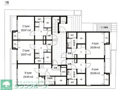 EN.ASAKADAI(1K/3階)の間取り写真