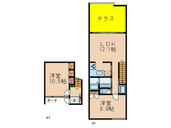 ゼファーヒル(2LDK/2階)の間取り写真