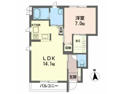 シャーメゾン津志田(1LDK/1階)の間取り写真