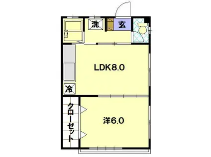 シャトー永橋(1LDK/3階)の間取り写真