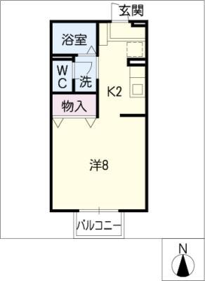 エスポアールモーリA(1K/1階)の間取り写真