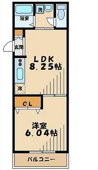 フォレストメゾン府中桜通(1LDK/2階)の間取り写真