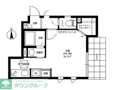 マイセンハウス自由が丘(ワンルーム/1階)の間取り写真