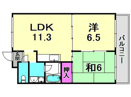 プロスペール門戸(2LDK/1階)の間取り写真