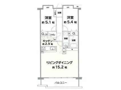 富士見上沢マンション(2LDK/3階)の間取り写真