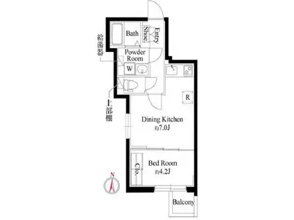 グランパセオ中目黒II(1DK/4階)の間取り写真