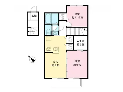 フォレストコート本八幡 参番館(2DK/2階)の間取り写真