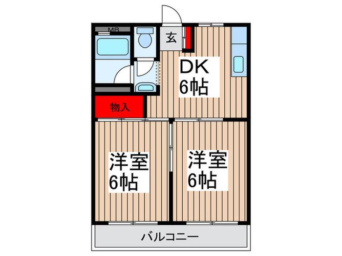 GREEN PARK MIKUMO(2DK/2階)の間取り写真