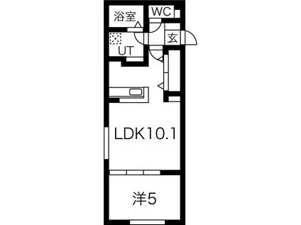 グランティエラ平岸(1LDK/4階)の間取り写真