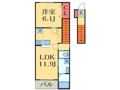 コネクトパーク花園町(1LDK/2階)の間取り写真