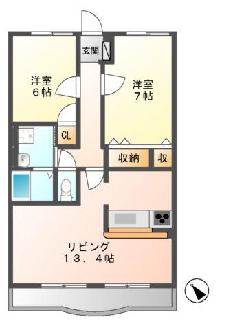 グランコリーヌ(2LDK/3階)の間取り写真