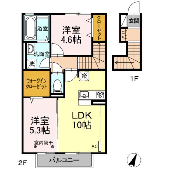 令和BELL(2LDK/2階)の間取り写真