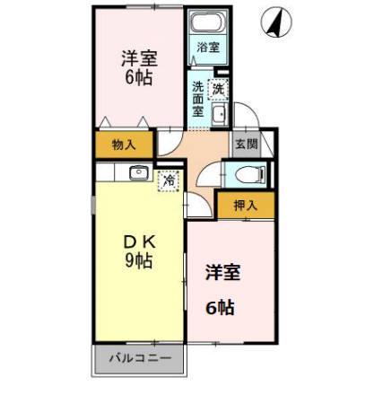 コンフォール美喜 I(2DK/2階)の間取り写真