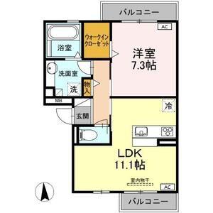 スプレンダ上条(1LDK/2階)の間取り写真