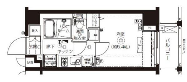 ZOOM上板橋(1K/2階)の間取り写真