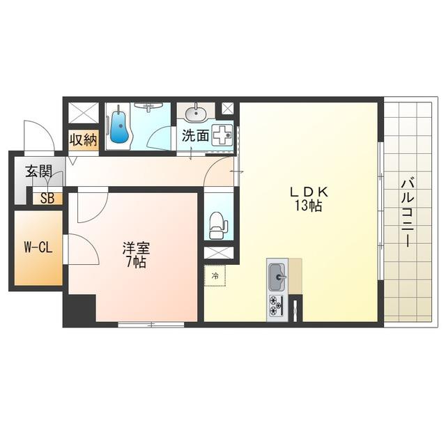 TOMODOAL北梅田(1LDK/5階)の間取り写真