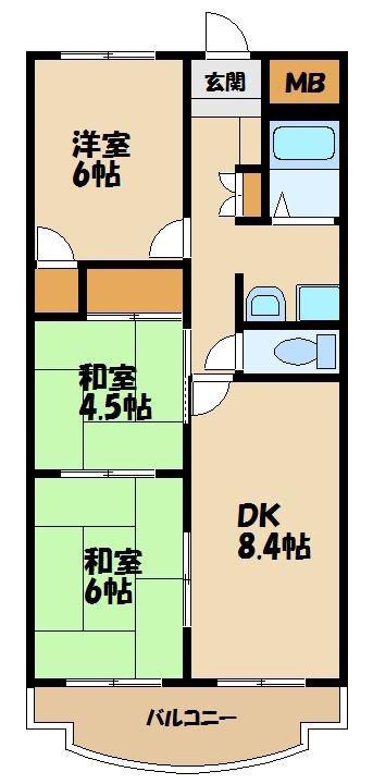 ヴェルドミール富士見(3DK/2階)の間取り写真