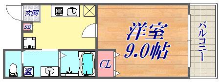 バルーガ(1K/5階)の間取り写真