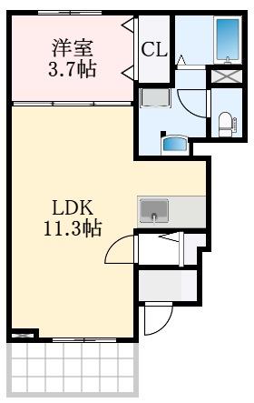 メゾンジャスティスA棟(1LDK/1階)の間取り写真