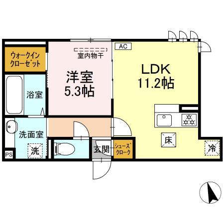 セイル倉敷(1LDK/1階)の間取り写真