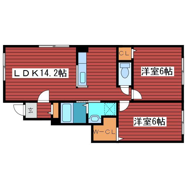 ルーマ フォンテ A(2LDK/1階)の間取り写真