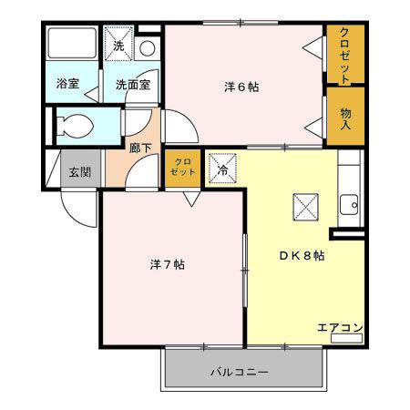 プレミールボヌールF(2DK/1階)の間取り写真