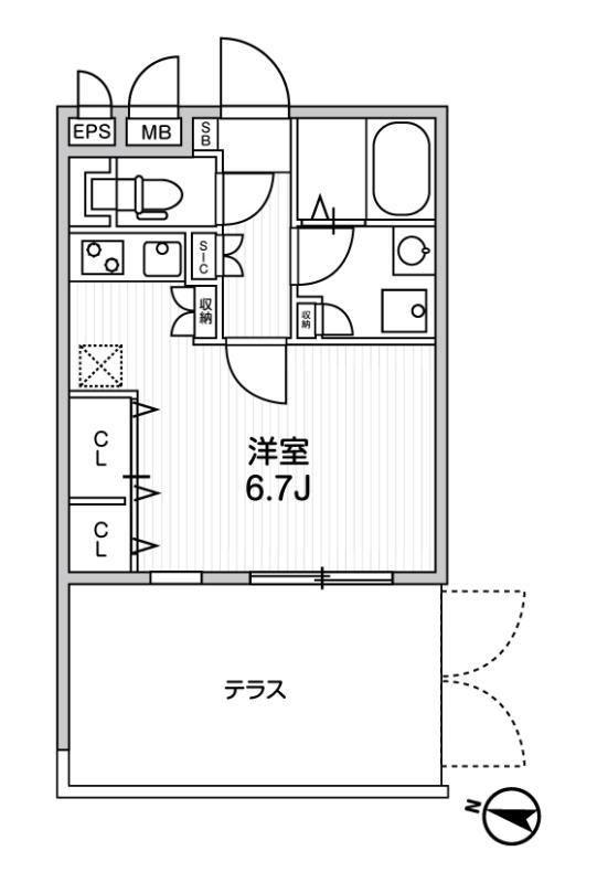 QUADOR中野(ワンルーム/1階)の間取り写真