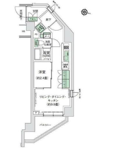 スタイリオ三軒茶屋(1LDK/2階)の間取り写真