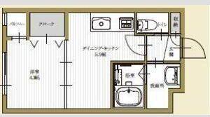 フェリシダ八幡(1DK/1階)の間取り写真
