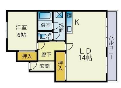 広尾セントラルハイツ(1LDK/6階)の間取り写真