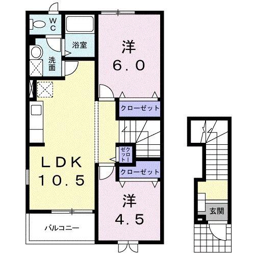 フォルティ(2LDK/2階)の間取り写真