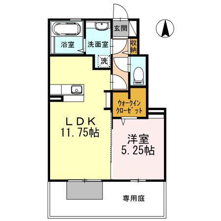エスポワールI(1LDK/1階)の間取り写真