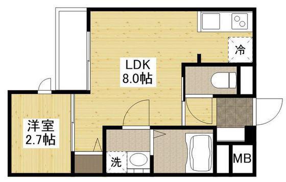 月光南観音 四番館(1LDK/1階)の間取り写真
