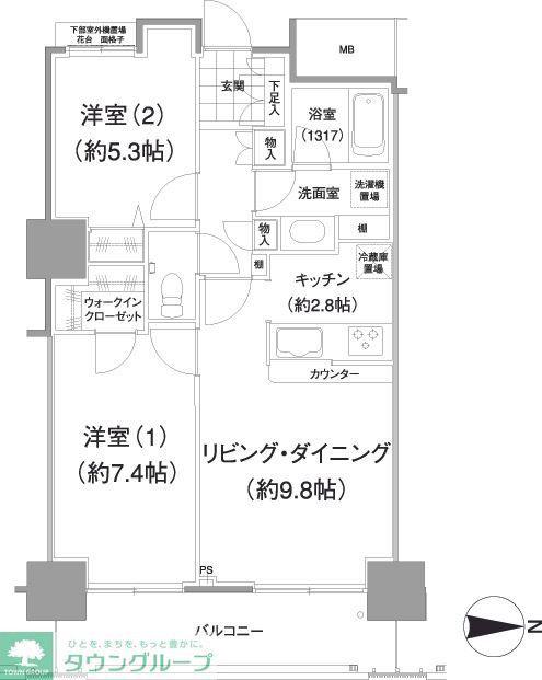 イストワール(2LDK/11階)の間取り写真