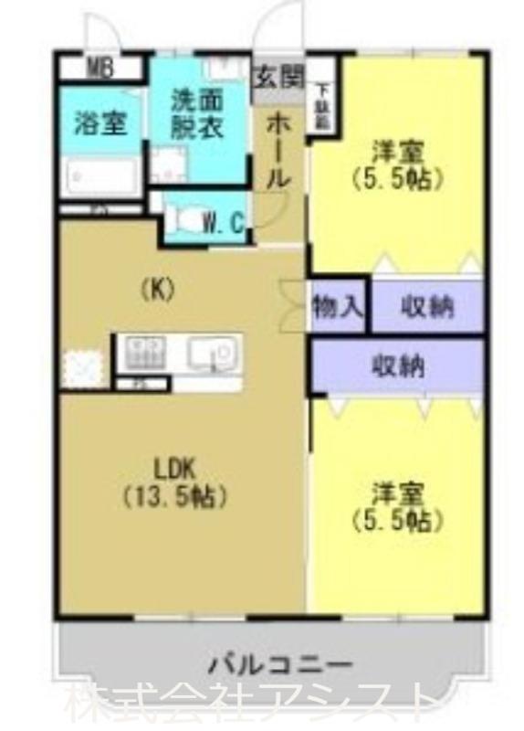 マ・メゾン潤野(2LDK/3階)の間取り写真