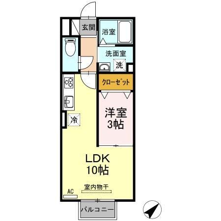 セジュール福地(1LDK/2階)の間取り写真