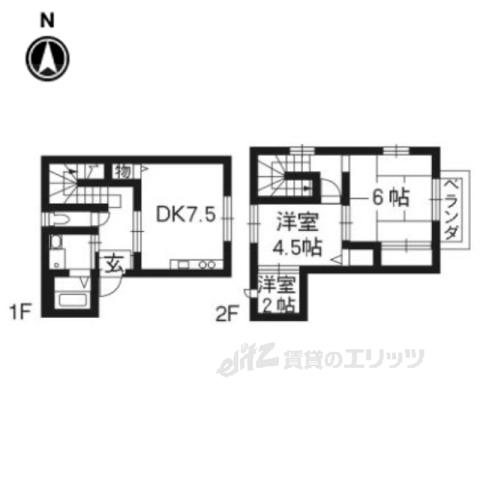 ヴィラ蓮池(2DK/1階)の間取り写真